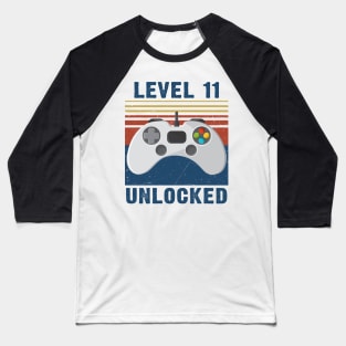 Level 11 unlocked funny gamer 11th birthday Baseball T-Shirt